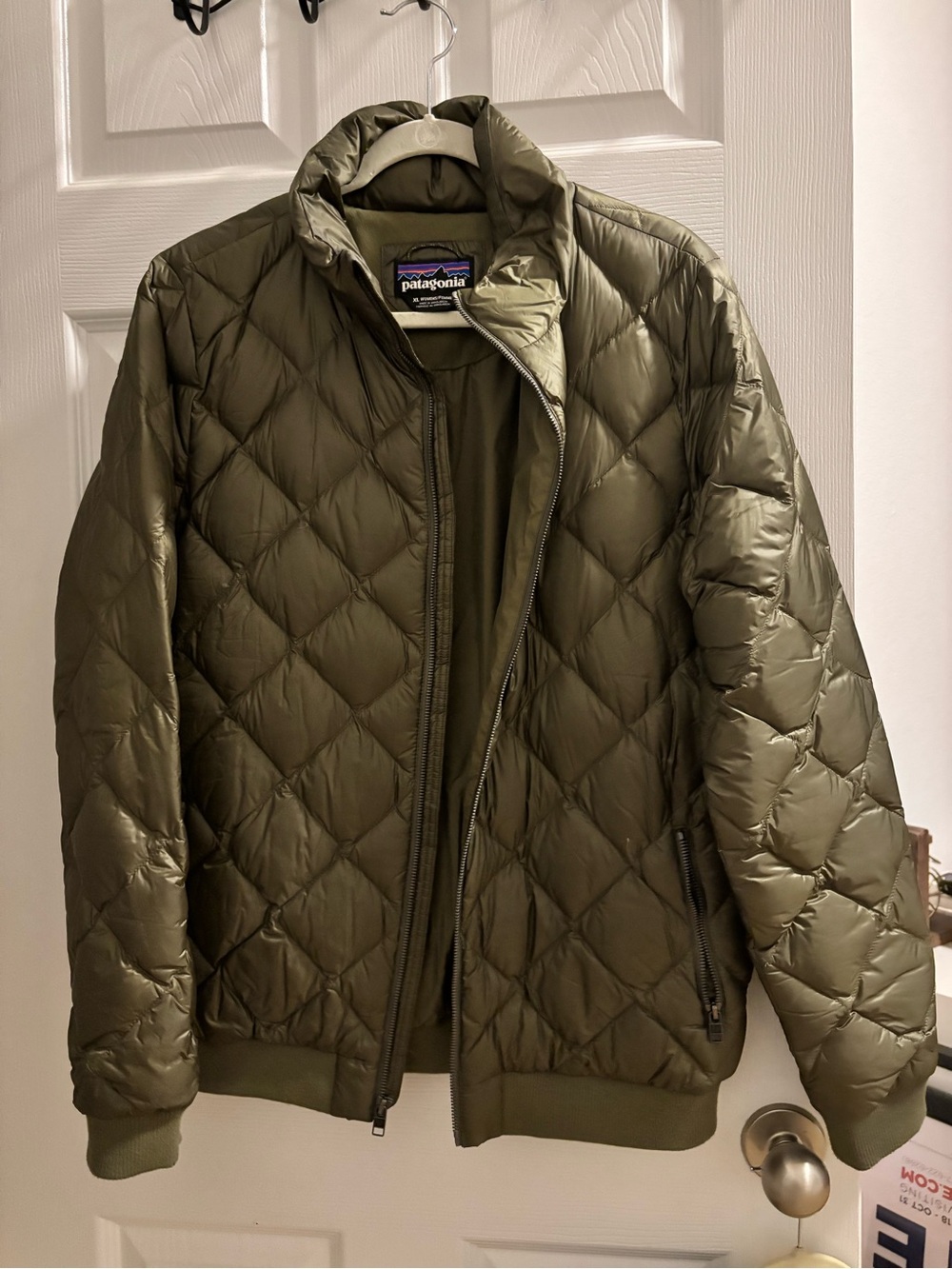Patagonia Olive Diamond-Quilt Puffer Jacket